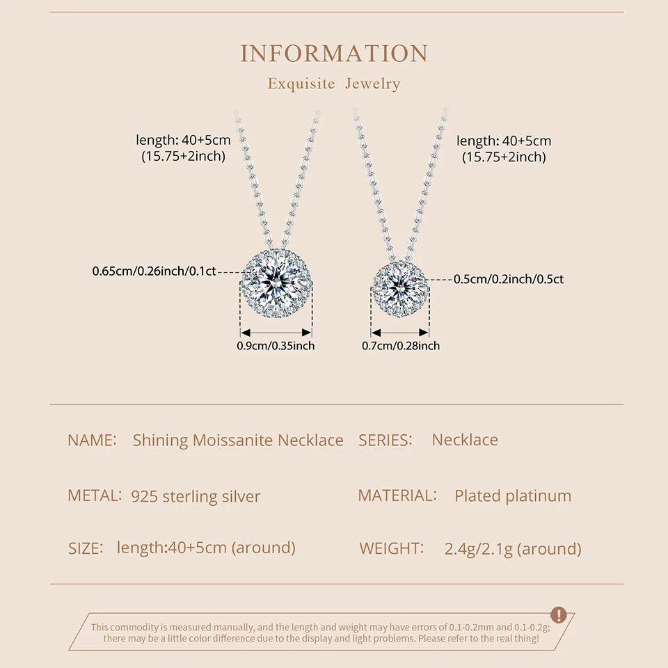 Halo Moissanite Sterling Silver Pendant Necklace