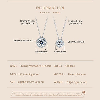 Halo Moissanite Sterling Silver Pendant Necklace