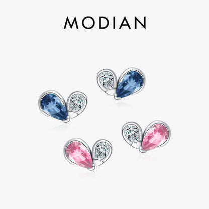 Colorful Heart Sterling Silver Stud Earrings