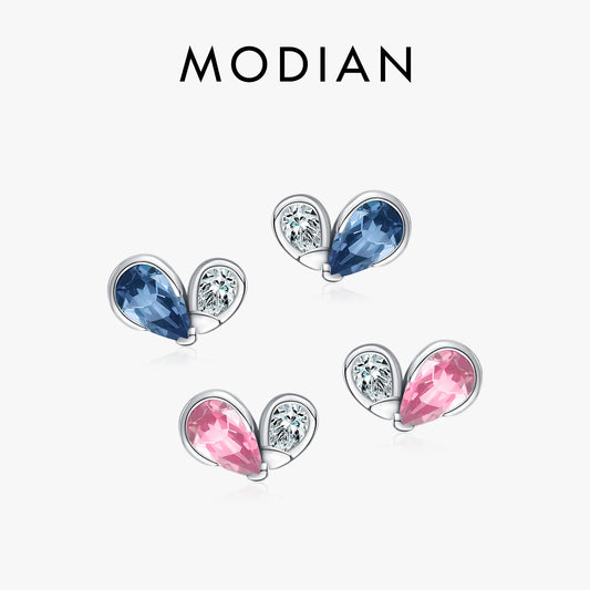 Colorful Heart Sterling Silver Stud Earrings