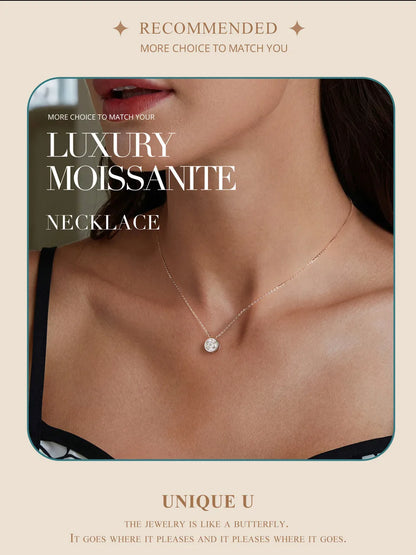 1ct Bezel Moissanite Sterling Silver Pendant Necklace