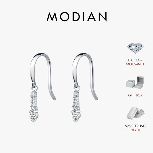 Graduated Moissanite Sterling Silver Drop Earrings