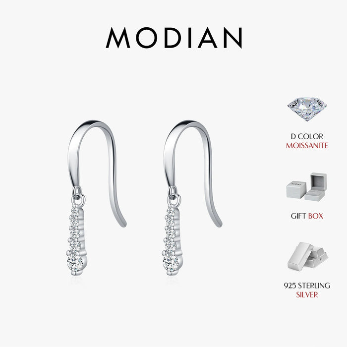 Graduated Moissanite Sterling Silver Drop Earrings