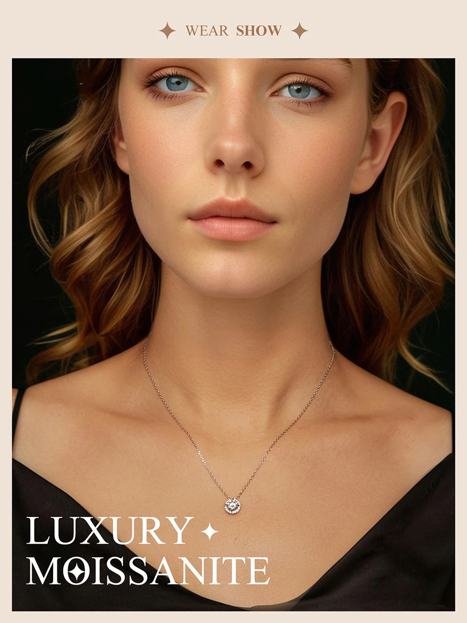 Halo Moissanite Sterling Silver Pendant Necklace