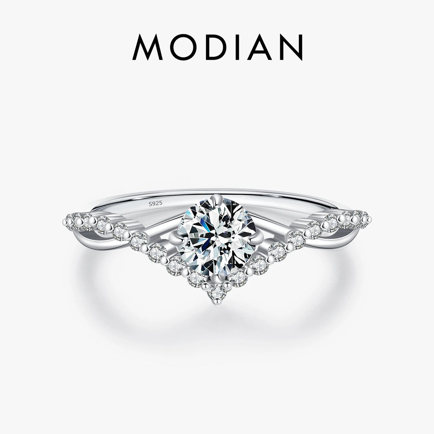 Crown Moissanite Sterling Silver Ring