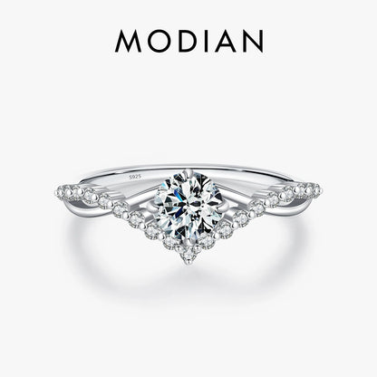Crown Moissanite Sterling Silver Ring