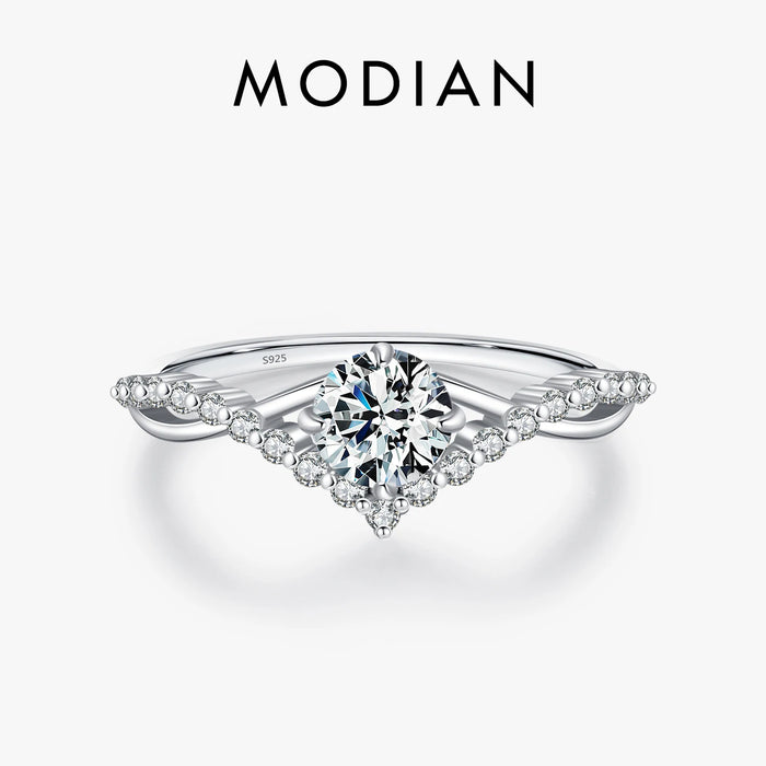 Crown Moissanite Sterling Silver Ring
