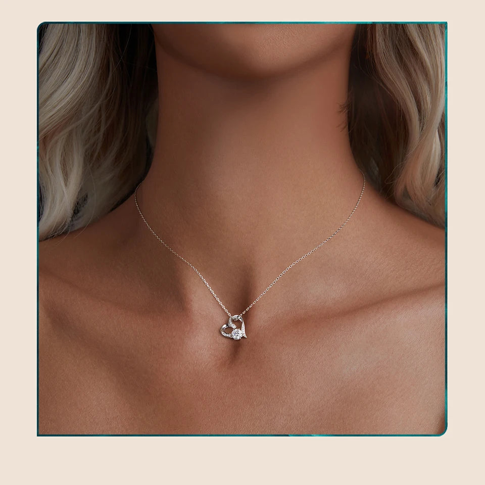 Moissanite Heart Pendant Necklace