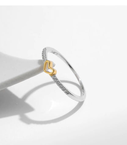 Gold-Tone Heart Pavé Sterling Silver Ring