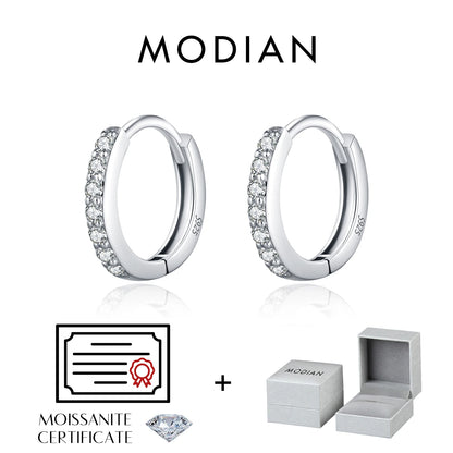 Moissanite Pavé Sterling Silver Hoop Earrings