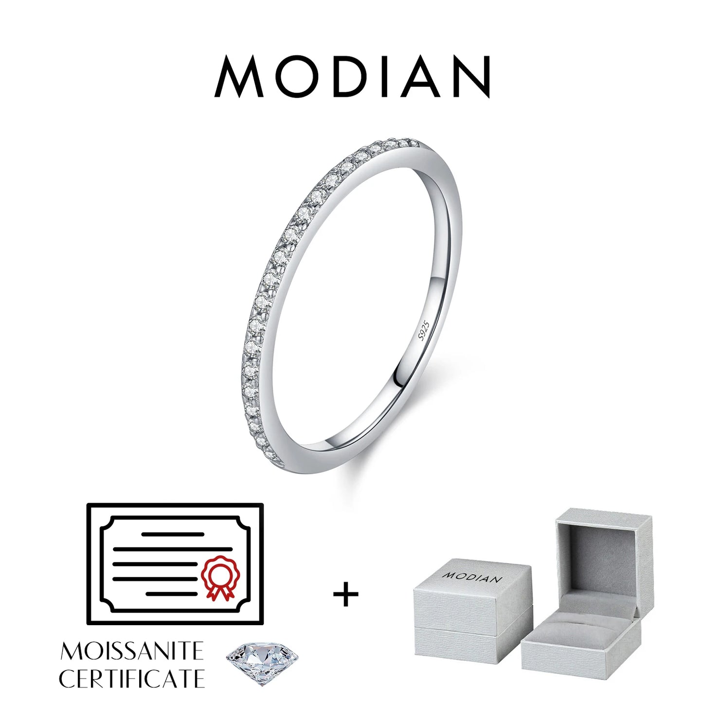 Moissanite Eternity Sterling Silver Band Ring