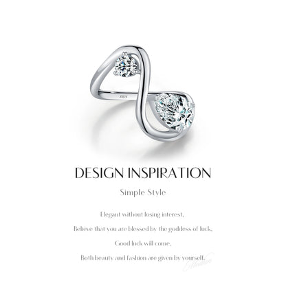 Sculptural Teardrop Zircon Sterling Silver Ring