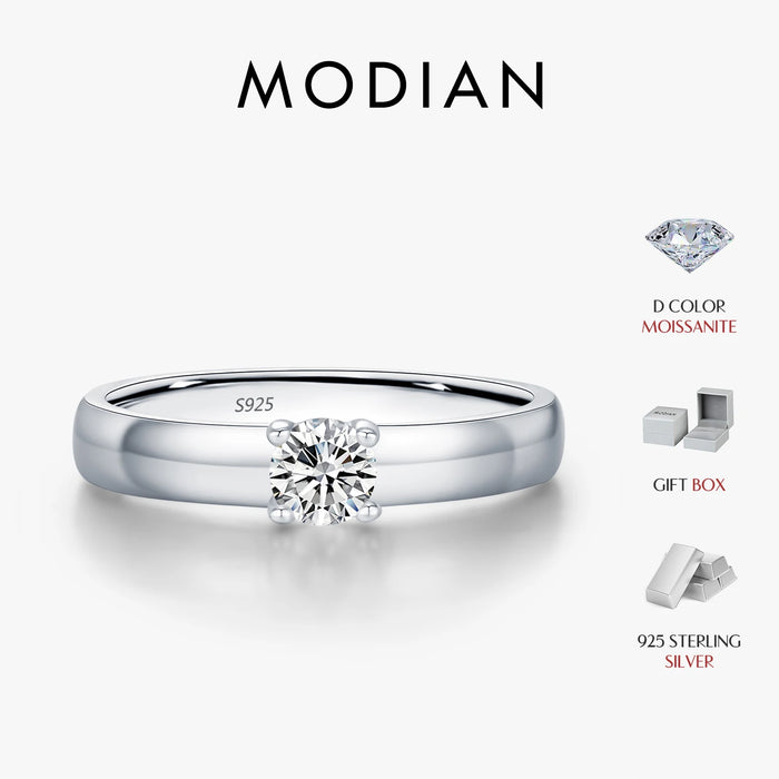 Classic Round Moissanite Sterling Silver Ring