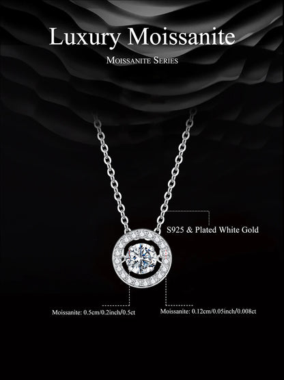 Dancing Halo Moissanite Sterling Silver Necklace