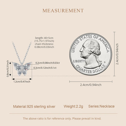 Moissanite Butterfly Sterling Silver Pendant Necklace