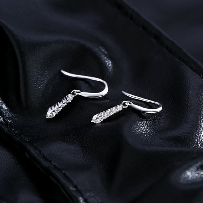 Graduated Moissanite Sterling Silver Drop Earrings