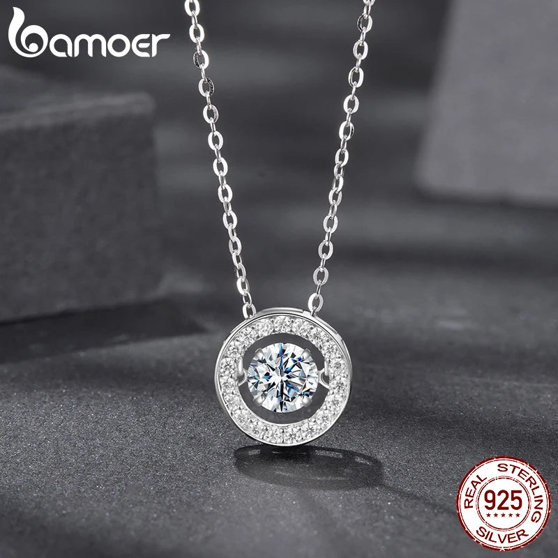 Dancing Halo Moissanite Sterling Silver Necklace