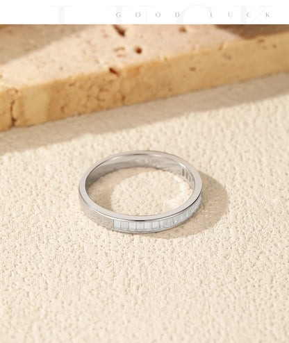 Baguette Moissanite Sterling Silver Eternity Band