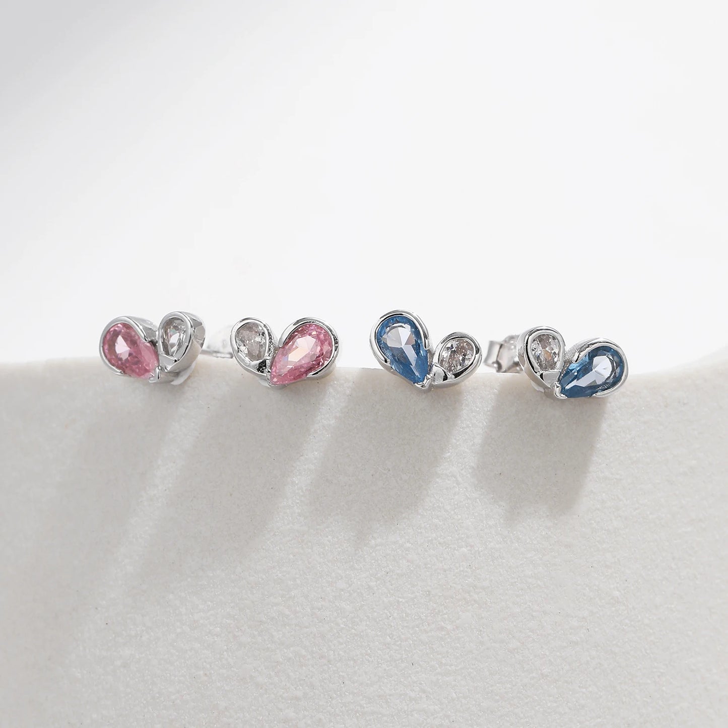 Colorful Heart Sterling Silver Stud Earrings