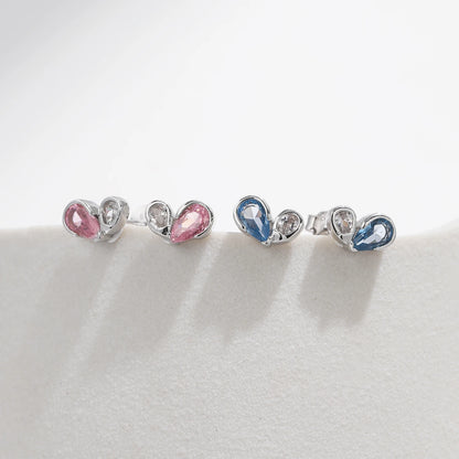 Colorful Heart Sterling Silver Stud Earrings