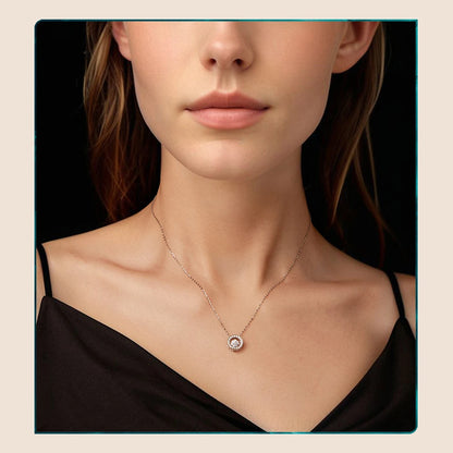 Dancing Halo Moissanite Sterling Silver Necklace