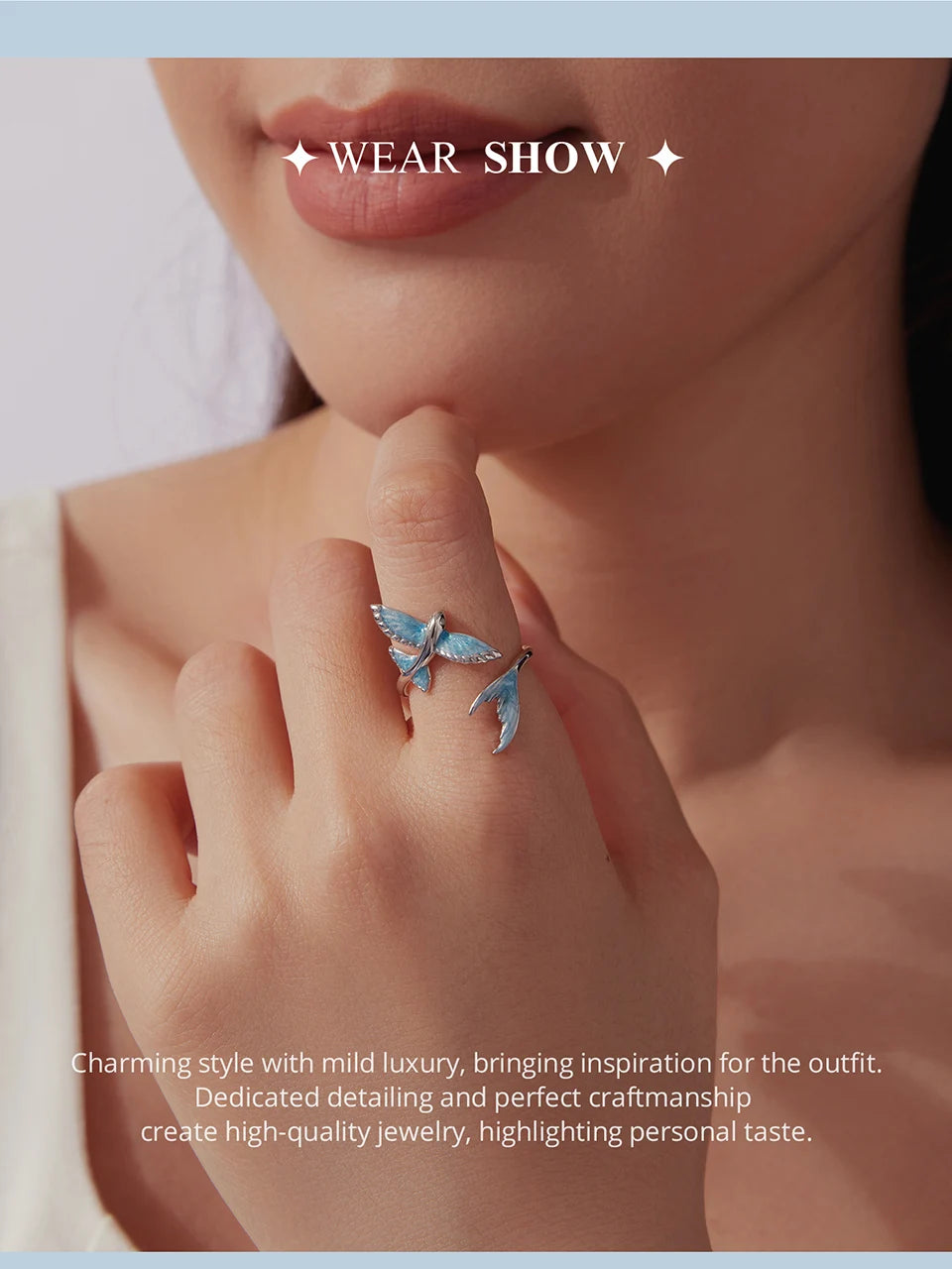 Hummingbird & Flower Sterling Silver Open Ring