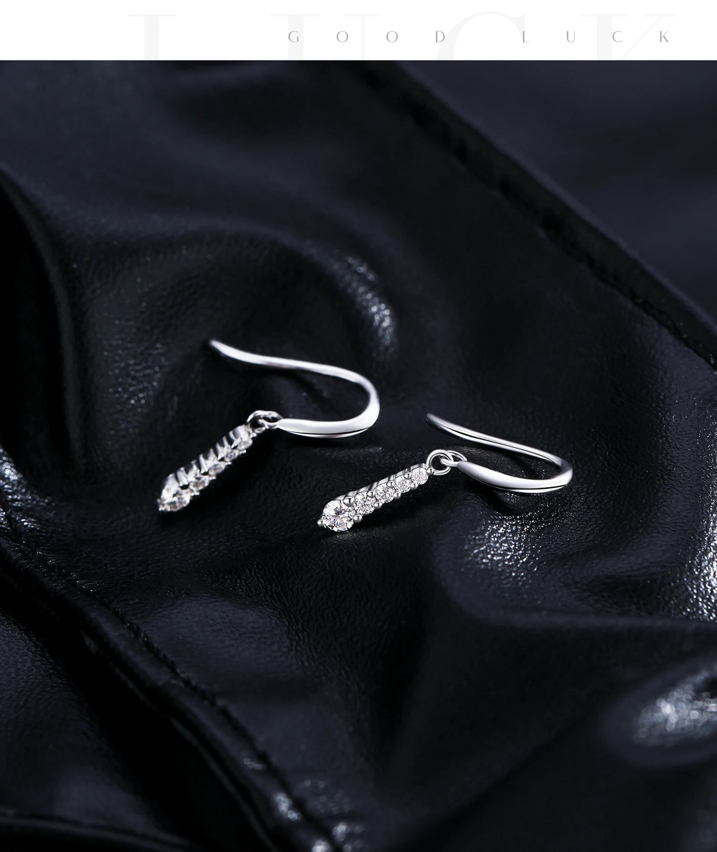 Graduated Moissanite Sterling Silver Drop Earrings