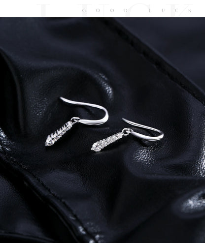 Graduated Moissanite Sterling Silver Drop Earrings