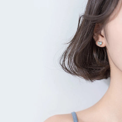 Sky Blue Crystal Sterling Silver Stud Earrings