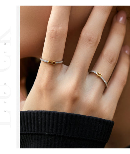 Gold-Tone Heart Pavé Sterling Silver Ring