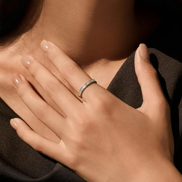 Baguette Moissanite Sterling Silver Eternity Band