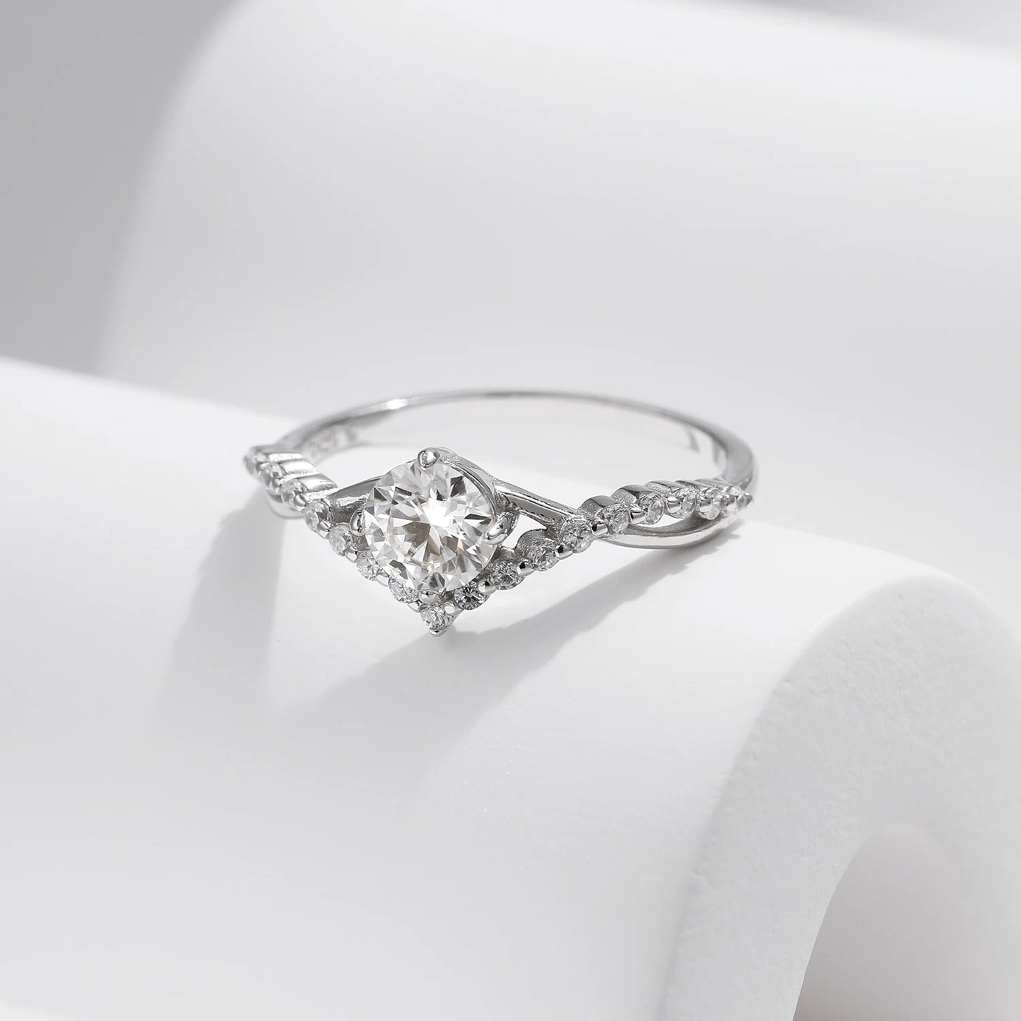 Crown Moissanite Sterling Silver Ring