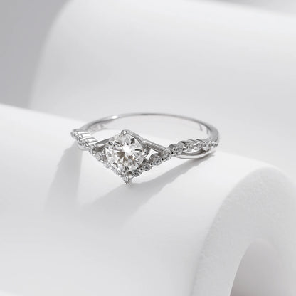 Crown Moissanite Sterling Silver Ring