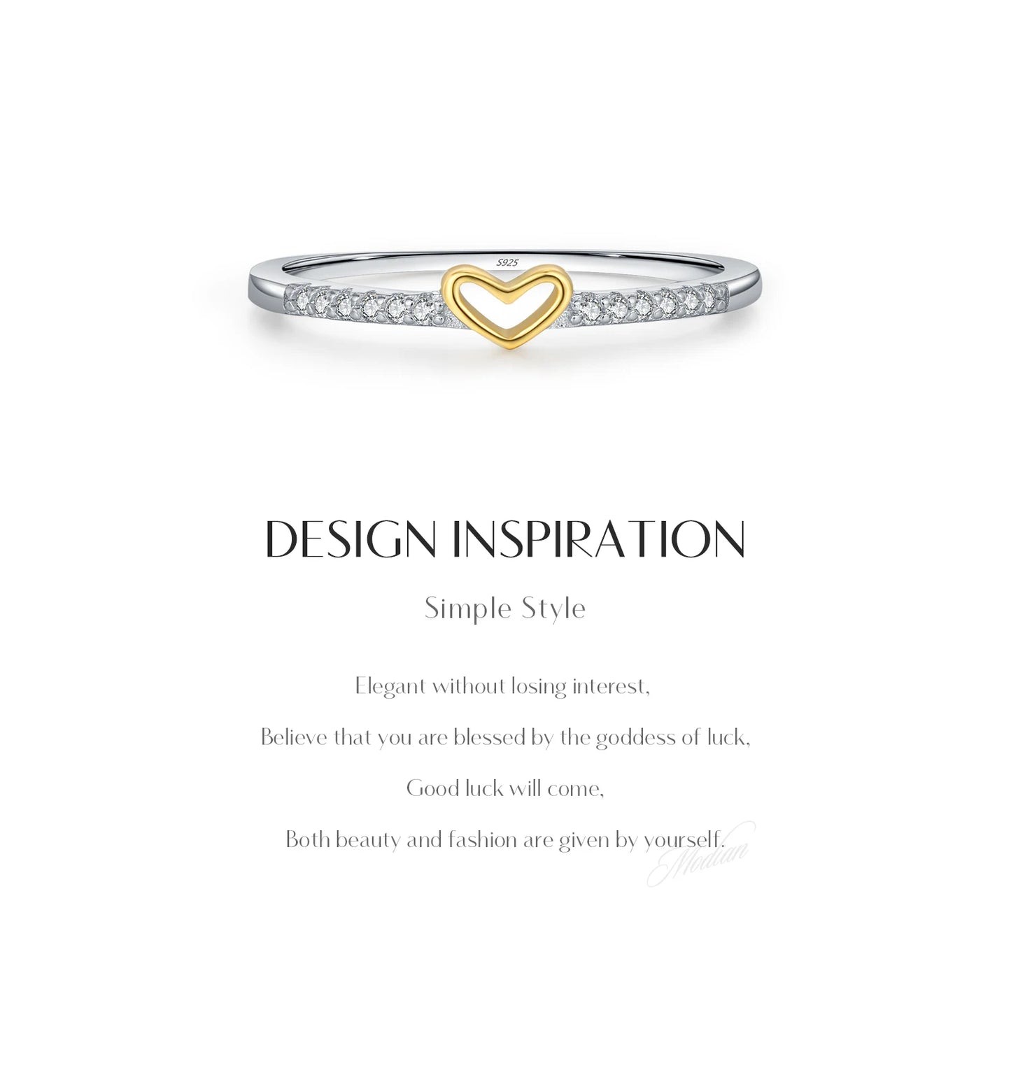 Gold-Tone Heart Pavé Sterling Silver Ring