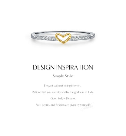Gold-Tone Heart Pavé Sterling Silver Ring