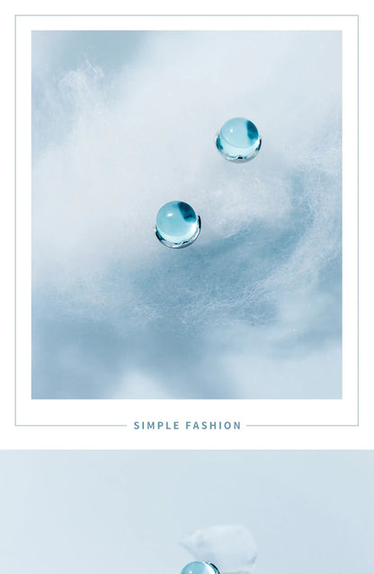 Sky Blue Crystal Sterling Silver Stud Earrings