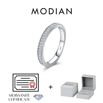 Baguette Moissanite Sterling Silver Eternity Band