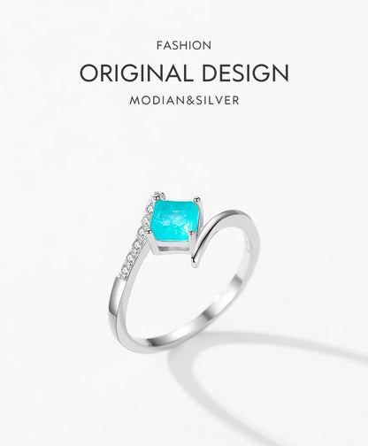 Aqua Tourmaline Sterling Silver Ring