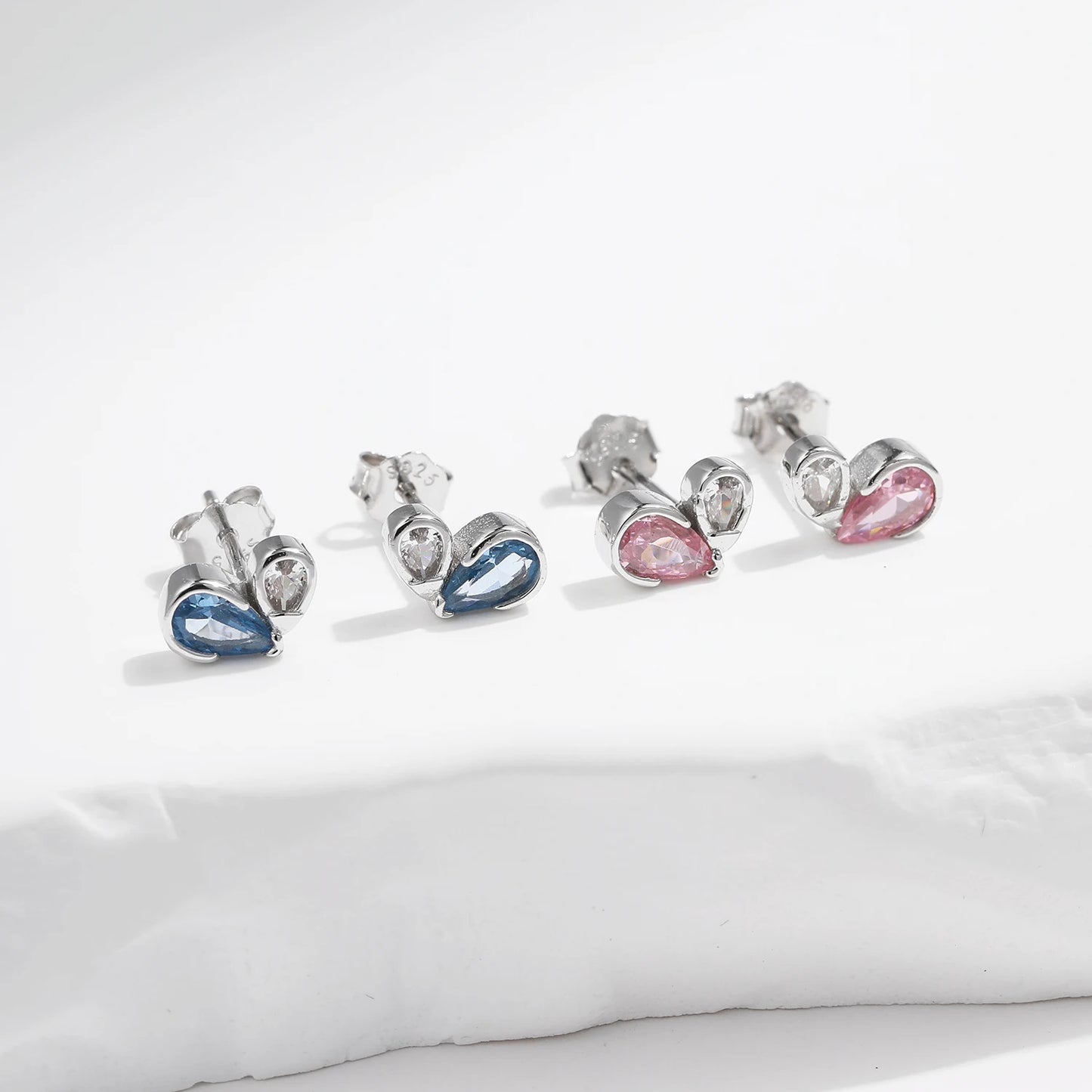 Colorful Heart Sterling Silver Stud Earrings