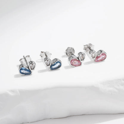 Colorful Heart Sterling Silver Stud Earrings